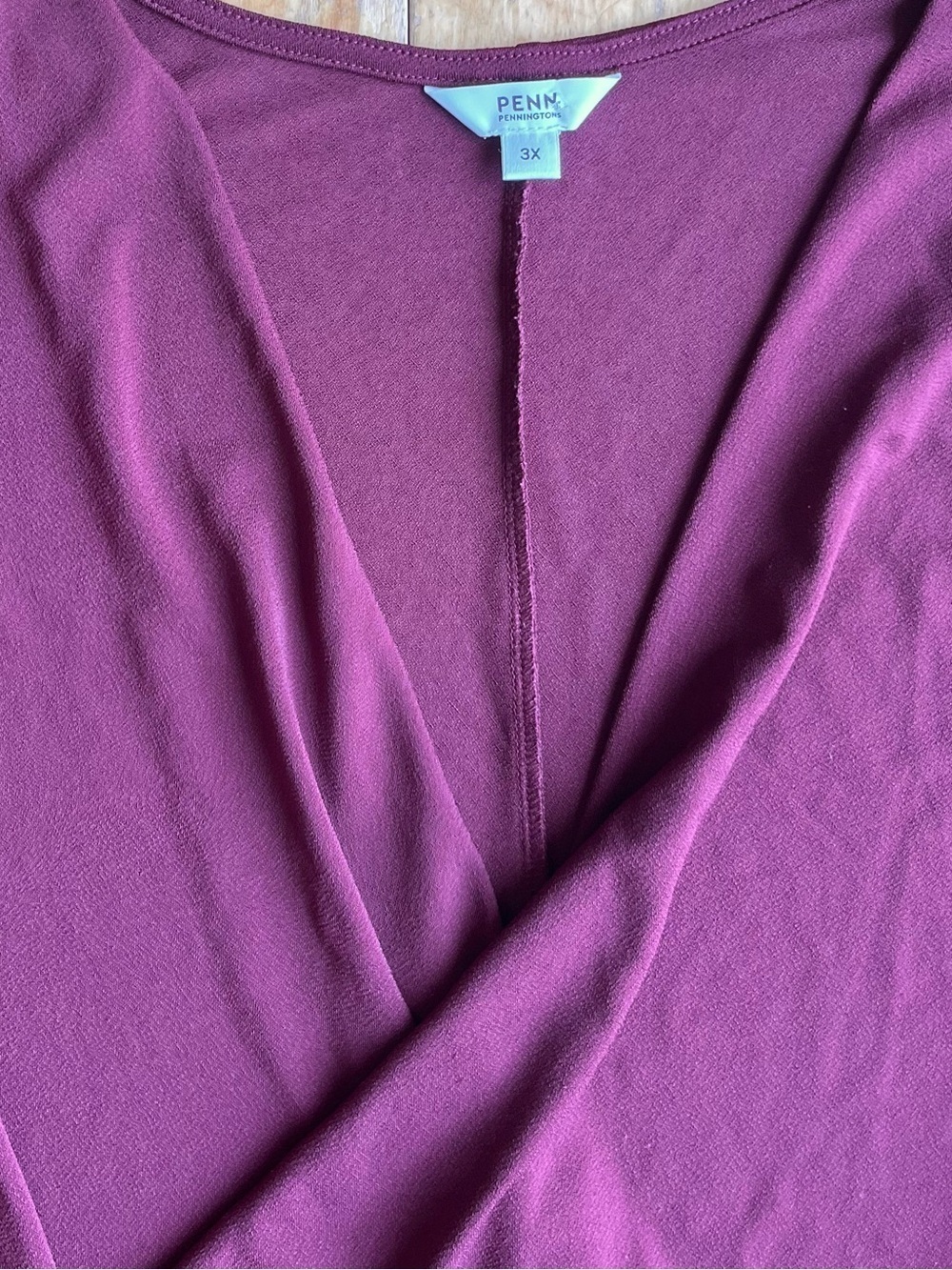 Pennington PENN Plum Draped Wrap Blouse Size 3X - Picture 3 of 7